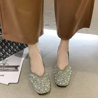 Rhinestone Accent Beaded Dorsay Flats