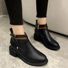 Low-heel Faux-leather Ankle Boots