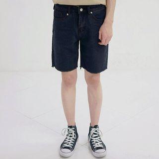 Fray-hem Loose-fit Denim Shorts