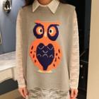 Owl Print Knit Vest