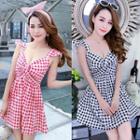 Plaid Cap-sleeve A-line Dress