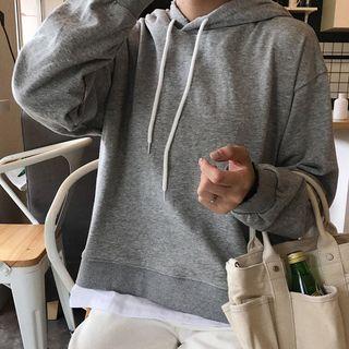 Distressed Mock Two-piece Hoodie