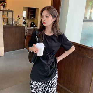 Short-sleeve Top / Printed Zebra Pattern Pants