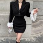 Lace Skinny Mini Dress / Two Tone Lace Blazer