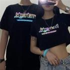 Couple Matching Short-sleeve Reflective Lettering T-shirt / Cropped T-shirt