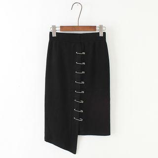 Pin-accent Midi Knit Skirt