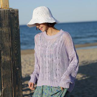 Round-neck Oversized Cable-knit Top
