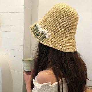 Flower Embroidered Straw Hat