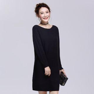 Plain Long Sleeve Sweater Dress
