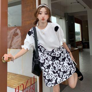 Mock Two-piece Panda Print Dress