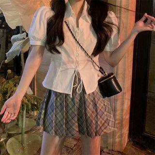 Puff-sleeve Lace Up Shirt