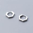 925 Sterling Silver Hexagon Hoop Earring S925 Silver - 1 Pair - Silver - One Size