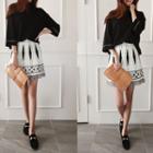 Geometric Pattern Knit A-line Mini Skirt