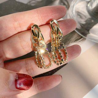 Rhinestone Chain Earring 1 Pair - As Shown In Figure - One Size
