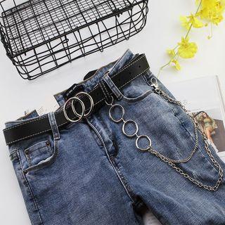 Hoop & Chain Faux Leather Belt As Shown In Figure - One Size