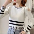 Cut-out Lettering Knit Top