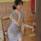 Short-sleeve Fringe Mini Qipao Dress