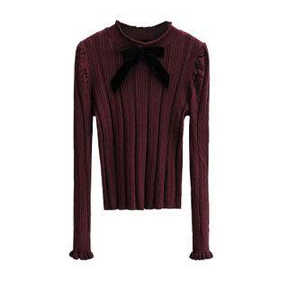 Bow Mock-neck Knit Top