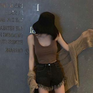Padded Cross-back Cropped Tank Top