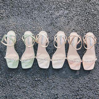 Ankle Strap Transparent Block-heel Sandals