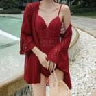 Spaghetti Strap Swimsuit / Lace Cover-up Jacket