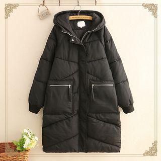 Zip Pocket Padded Hood Long Jacket