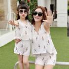 Family Set: Print V-neck Sleeveless Top + Shorts