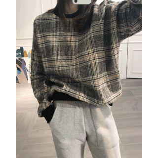 Wool Blend Glen Plaid Sweatshirt