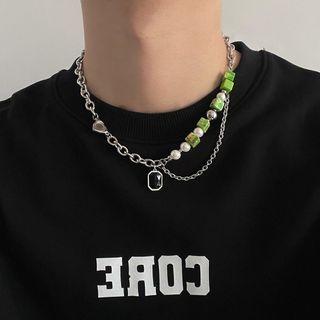 Faux Gemstone Layered Stainless Steel Choker