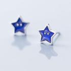 925 Sterling Silver Star Stud Earring Blue - One Size