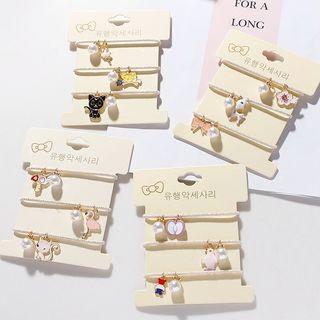Set Of 3: Faux Pearl Hair Tie