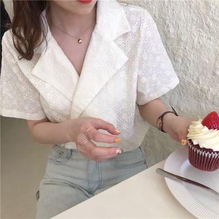 Short-sleeve Blouse Almond - One Size