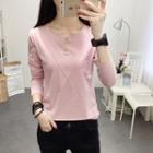 Butterfly Embroidered Long-sleeve T-shirt