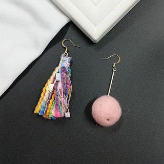 Non-matching Pompom Tassel Earring