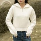 Half-zip Ribbed Collar Knit Sweater