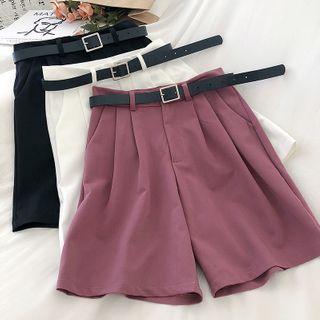 Plain Wide-leg Dress Shorts