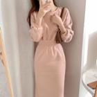 Long-sleeve Slim Fit Plain Dress