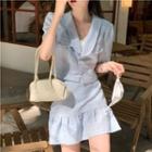 Short-sleeve Jacket / Mini A-line Skirt / Camisole Top