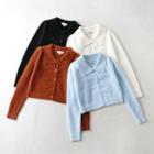 Fluffy Button-up Knit Jacket