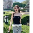 Strapless Two-tone Knit Top Black - One Size