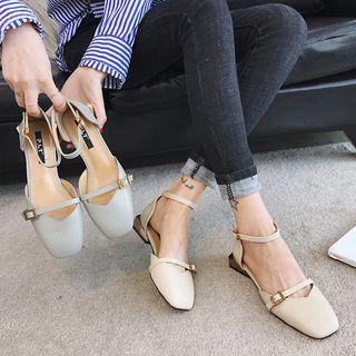 Square-toe Low Heel Sandals