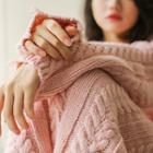 Cable Knit Midi Sweater Dress Pink - One Size
