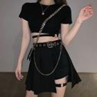 Short-sleeve Cropped T-shirt / Shorts / Pleated Mini A-line Skirt / Skort / Set