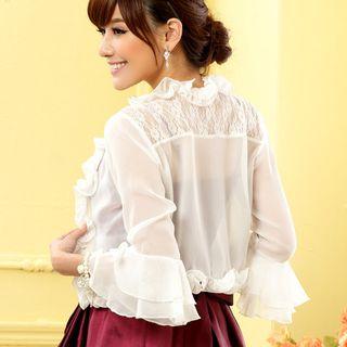 Ruffle Trim Open-front Jacket