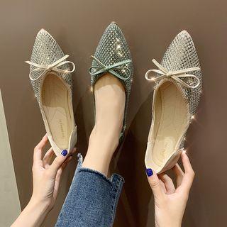 Rhinestone Pointed Ribbon Flats