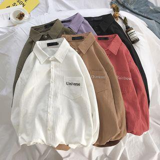 Long-sleeve Letter Embroidered Shirt
