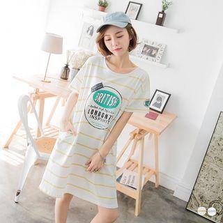 Oversized Pinstriped T-shirt Dress