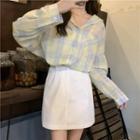 Plaid Shirt / Mini Pencil Skirt