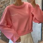 Letter Embroidered Flared-sleeve T-shirt
