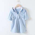 Striped Mock Two-piece Short-sleeve Shirt